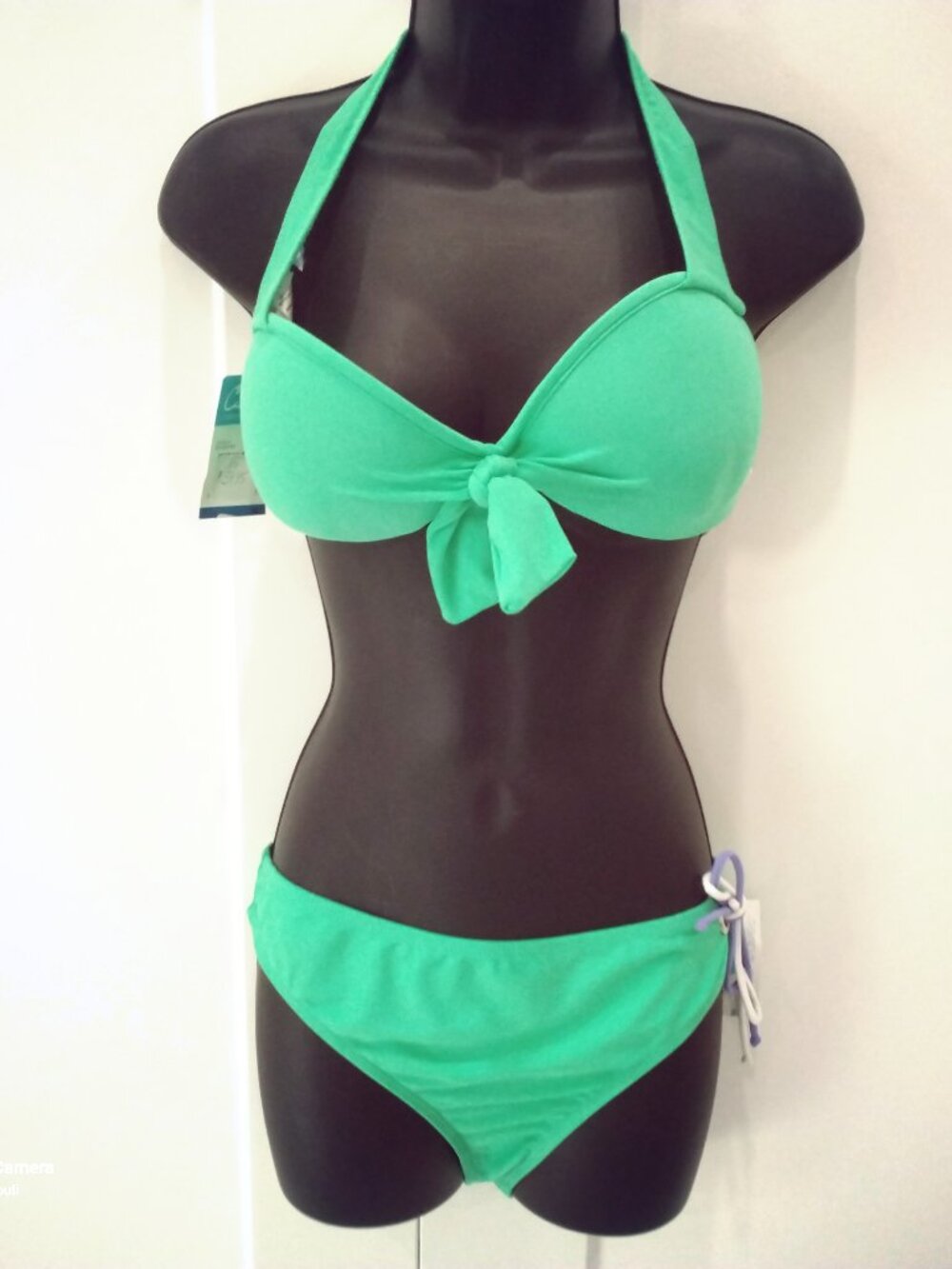 Green California Wave Bikini Set NWT Push-Up Front Tie Halter Classic Bottom XL